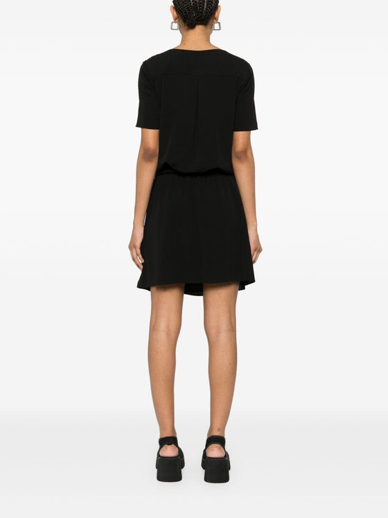 Emporio Armani Short dress with gathered waist and belt in flowing crepe