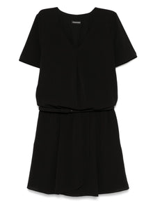  Emporio Armani Short dress with gathered waist and belt in flowing crepe