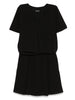 Emporio Armani Short dress with gathered waist and belt in flowing crepe