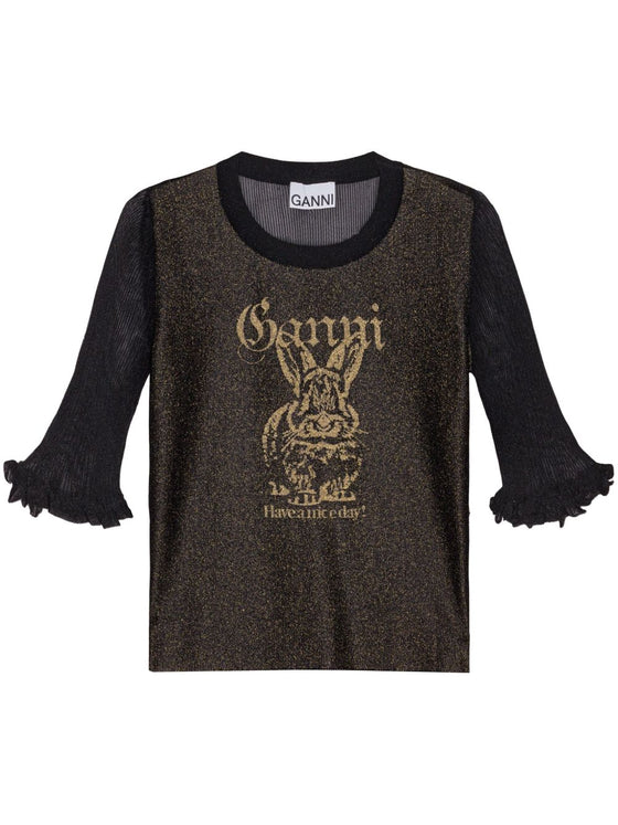 Ganni Sheer Jacquard Top