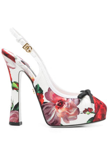  Dolce & Gabbana Floral Printed Satin Slingbacks