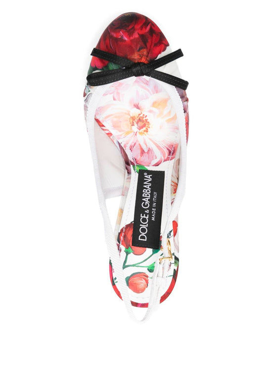 Dolce & Gabbana Floral Printed Satin Slingbacks