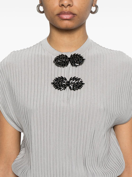 Emporio Armani Long dress in ottoman fabric with jewel details