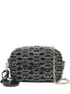 Emporio Armani Jacquard canvas camera case with all-over monogram and chain shoulder strap
