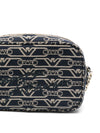 Emporio Armani Jacquard canvas camera case with all-over monogram and chain shoulder strap