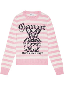  Ganni Striped Graphic Wool Bunny Jumper