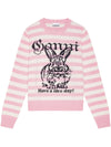 Ganni Striped Graphic Wool Bunny Jumper