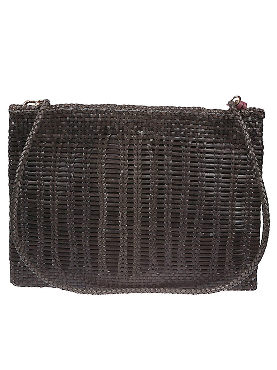 VIPERA leather clutch with braiding