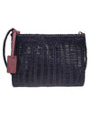 VIPERA Braided leather clutch with strap
