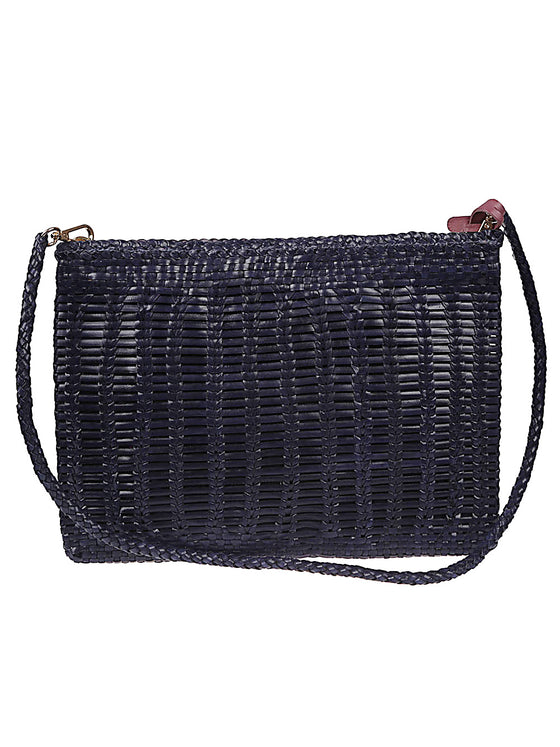 VIPERA Braided leather clutch with strap