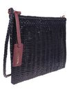 VIPERA Braided leather clutch with strap