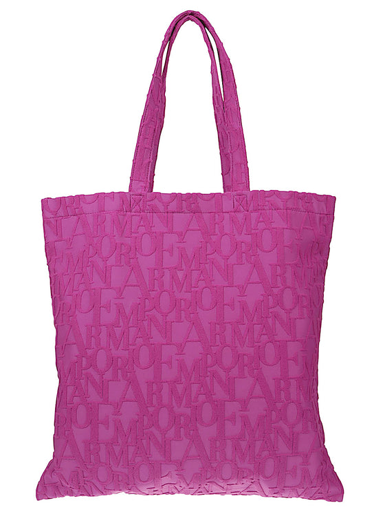 Emporio Armani Beachwear shopper in bold 3D ASV logo fabric