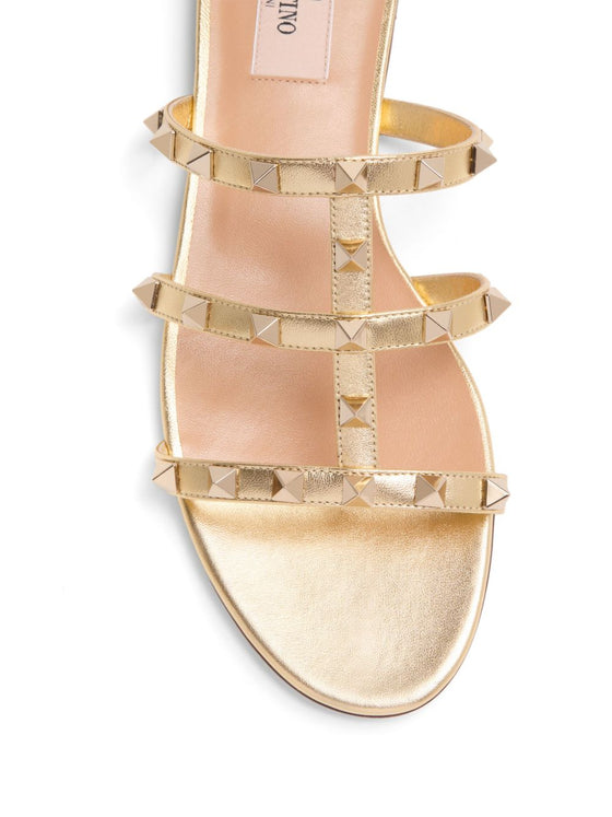 Valentino Garavani Slide Rockstud Sandal In Laminated Nappa