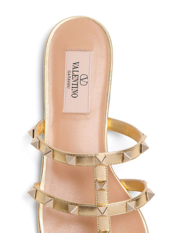 Valentino Garavani Slide Rockstud Sandal In Laminated Nappa