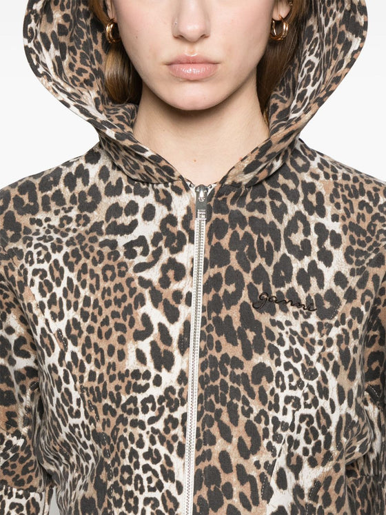 Ganni Leopard print hoodie