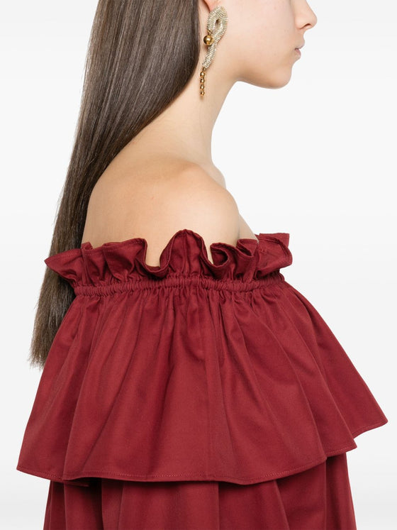 Saint Laurent ruffled cotton mini dress