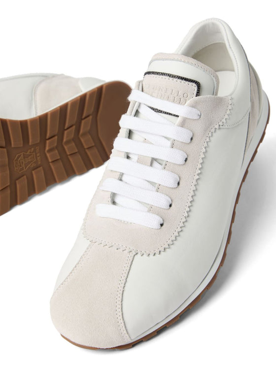 Brunello Cucinelli Suede and calfskin runners with monili