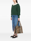 Ganni large leopard-print canvas tote bag