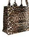 Ganni large leopard-print canvas tote bag