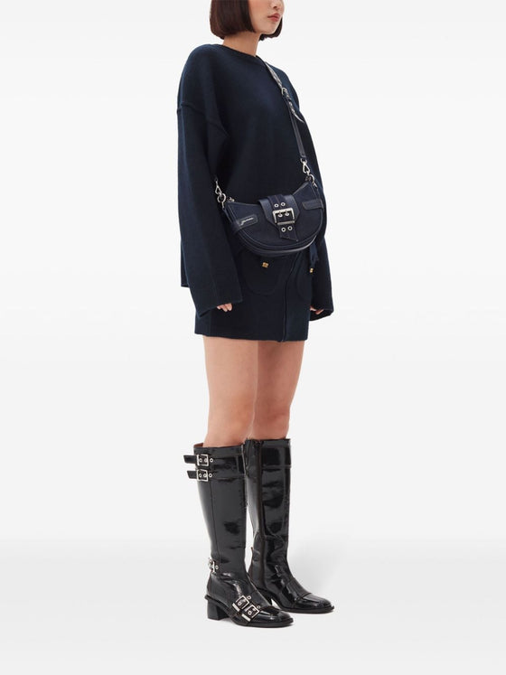 Ganni Buckle small denim cross-body bag