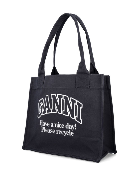 Ganni Organic cotton large tote bag