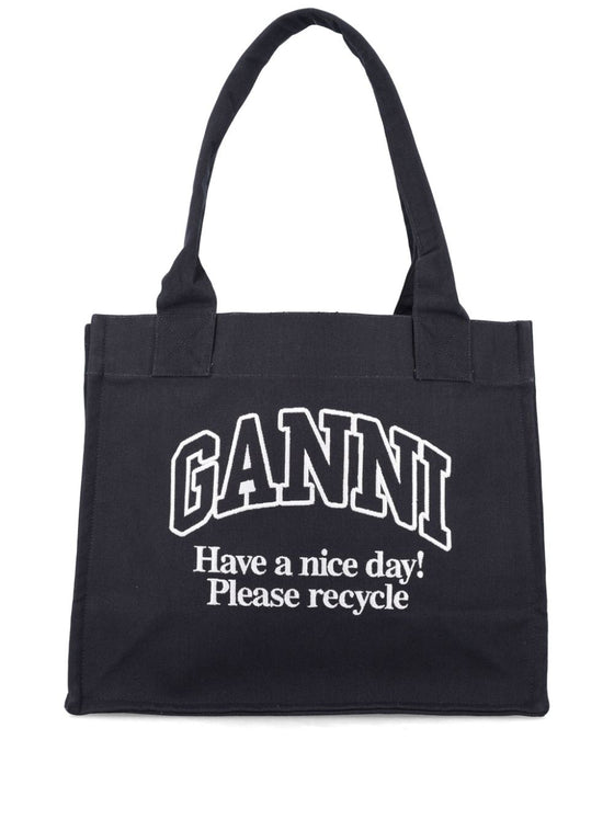 Ganni Organic cotton large tote bag