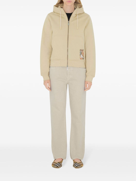 Burberry Cotton zip-up hoodie with check label