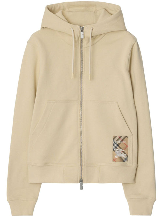 Burberry Cotton zip-up hoodie with check label