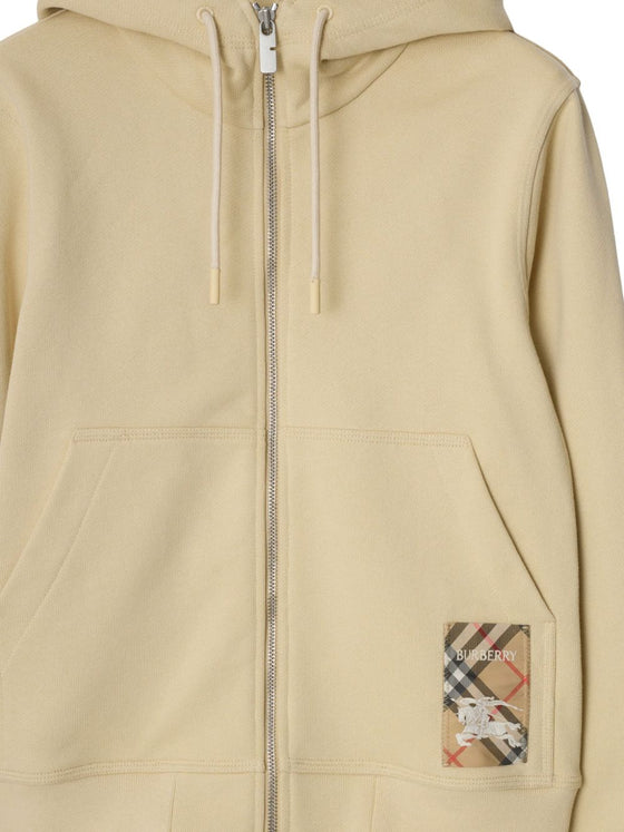 Burberry Cotton zip-up hoodie with check label