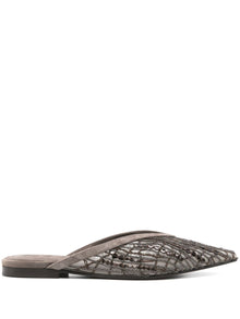  Brunello Cucinelli Flats Glistening Abstract Embroidery in suede