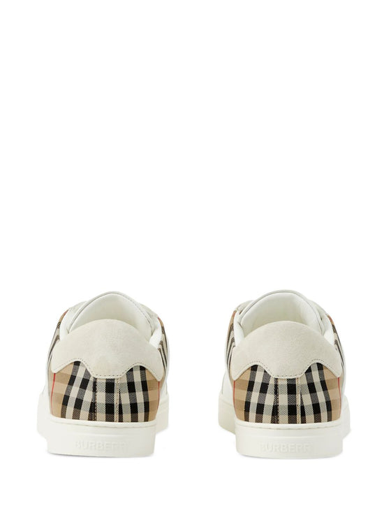 Burberry Leather, suede and check sneakers