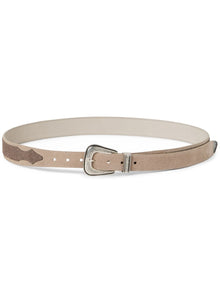  Brunello Cucinelli Two-tone belt in reversed calfskin with worked buckle and tip