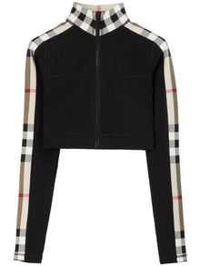  Burberry Stretch jersey cropped sweater with check trim