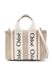  Chloé Woody mini linen tote bag