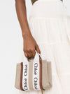 Chloé Woody small linen tote bag