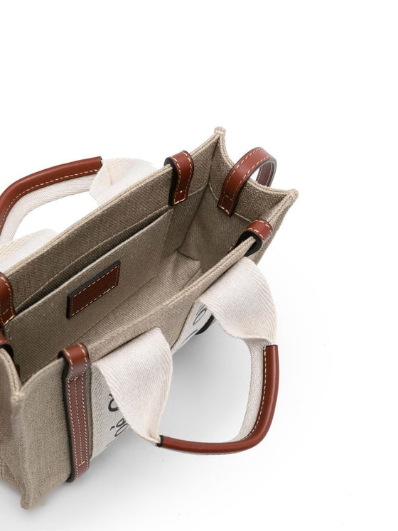 Chloé Woody small linen tote bag
