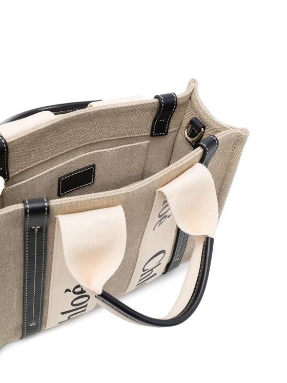 Chloé Woody mini linen tote bag