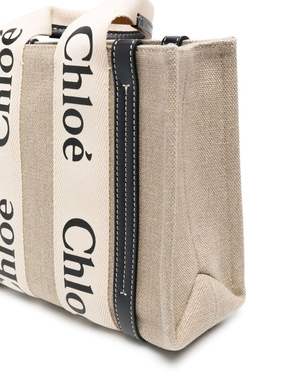 Chloé Woody mini linen tote bag