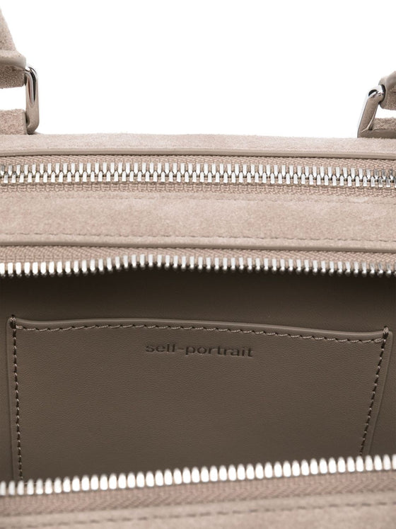 Self-Portrait suede baguette shoulder bag