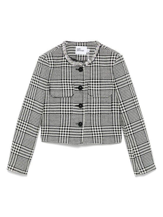 Self-Portrait Houndstooth crop jacket
