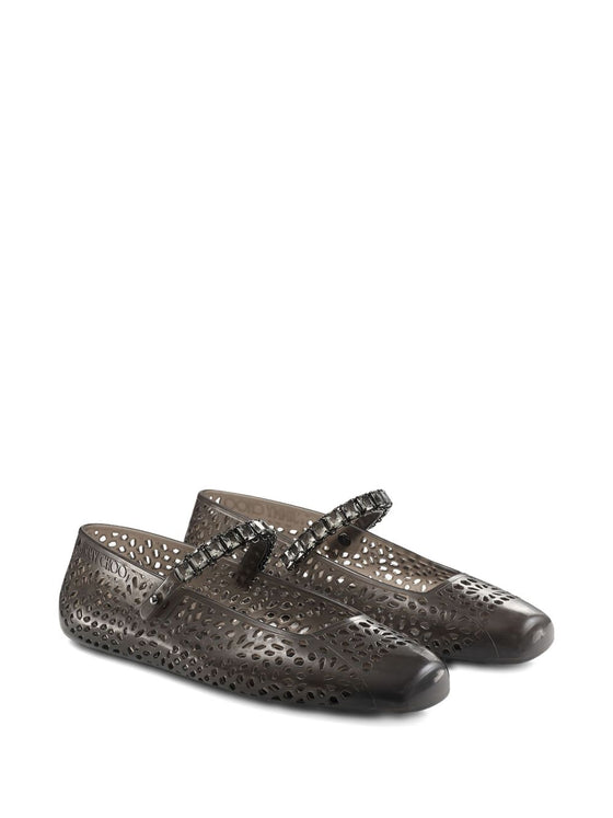 Jimmy Choo The Jelly Ballerina Flats with Crystal Embellishment