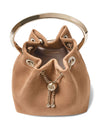 Jimmy Choo Toffee Suede Bag With Pearl Closure