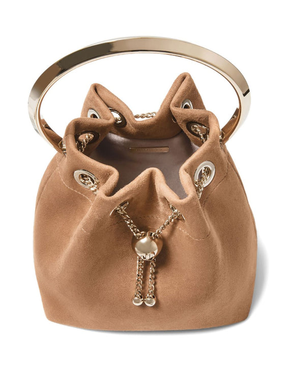 Jimmy Choo Toffee Suede Bag With Pearl Closure
