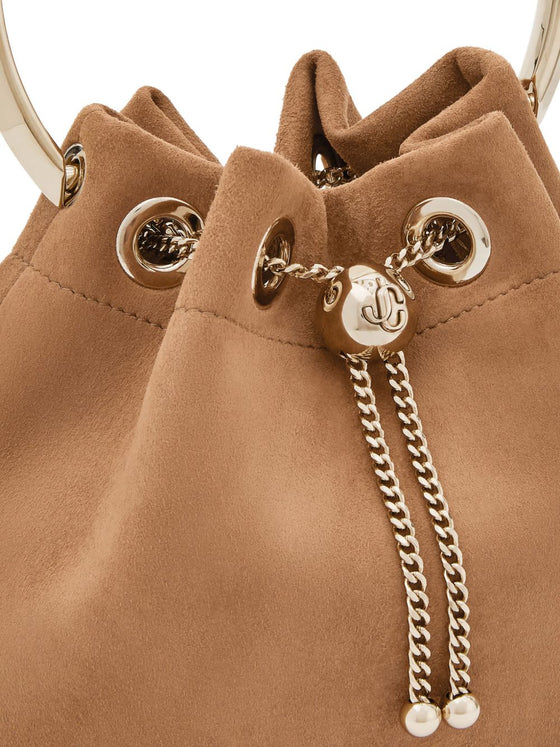 Jimmy Choo Toffee Suede Bag With Pearl Closure