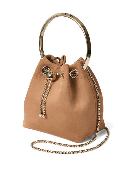 Jimmy Choo Toffee Suede Bag With Pearl Closure