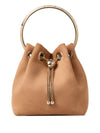 Jimmy Choo Toffee Suede Bag With Pearl Closure