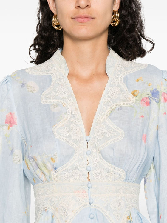 Zimmermann Lucky plunging lace mini dress
