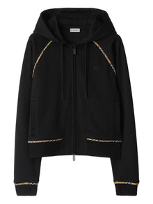  Burberry Cotton blend zip-up hoodie with check trim