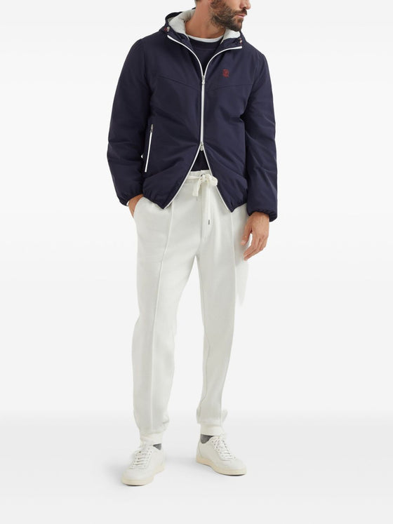 Brunello Cucinelli Bonded nylon hooded vest with Thermore padding and logo