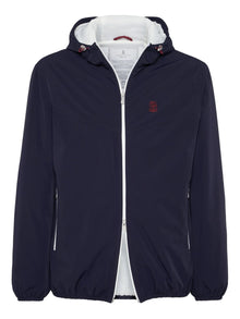  Brunello Cucinelli Bonded nylon hooded vest with Thermore padding and logo